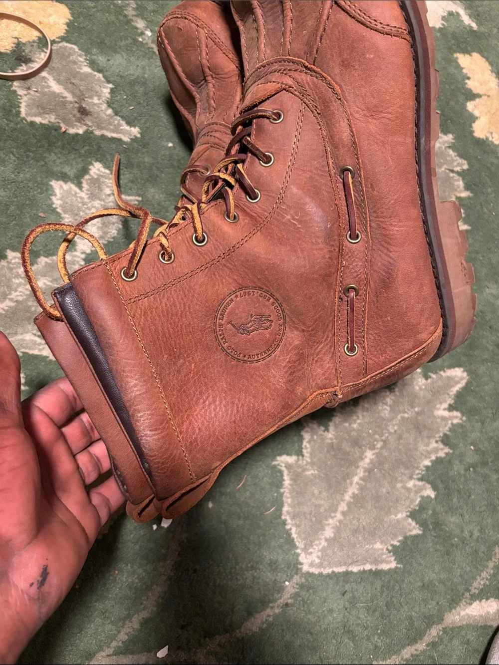 Polo by Ralph Lauren Chestnut Brown Leather Lace-Up Boots